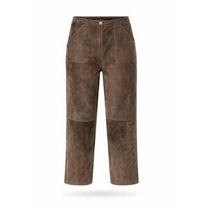Chic 100% Suede Cargo Pants Mushroom Brown